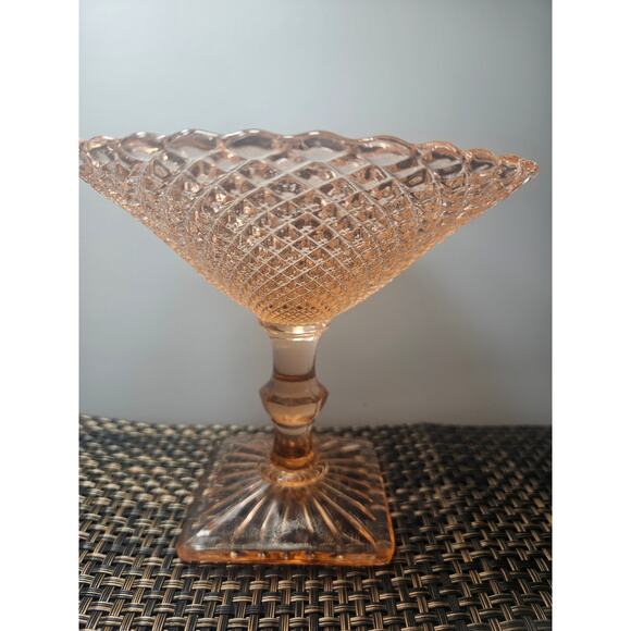 Vintage 1930’S Anchor Hocking “MISS AMERICA” Pink depression Compote EXCELLENT - Picture 1 of 10